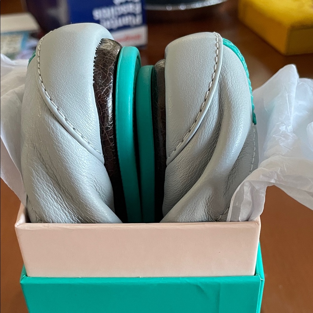 Tieks Gray and Teal Flats